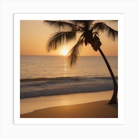 A Serene Beach At Sunset 2 Art Print