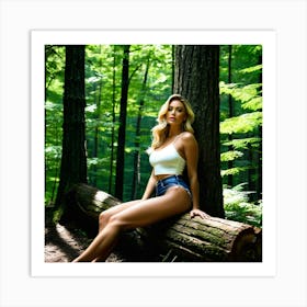 Beautiful Young Woman In The Forest 1 Art Print