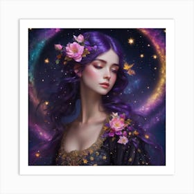 Purple Haired Girl Art Print