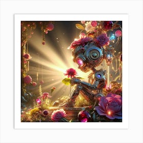 Robot In The Garden Art Print