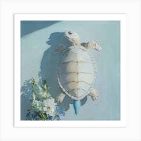 Turtle With Flowers 1 Art Print