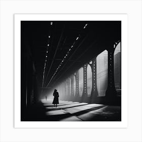 Man Walks Under A Bridge Art Print