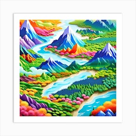 3d Mountain Landscape Art Print