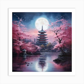 Pagoda Moon Art Print