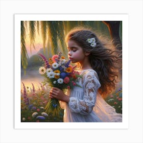 Little Girl With Flowers 4 Art Print