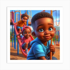 Children Playing On A Playground Art Print