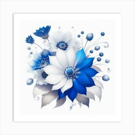 Blue And White Flowers Art Print