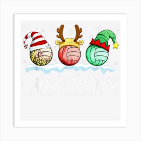 Merry Christmas Volleyball Santa Hat Elf Reindeer Volleyball Art Print