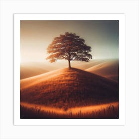 Lone Tree On A Hill 1 Art Print