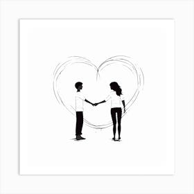 Couple Holding Hands In A Heart Art Print