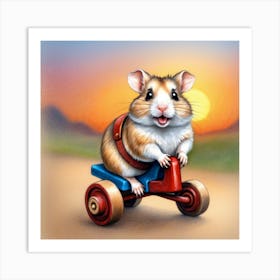 Hamster On A Toy 1 Art Print