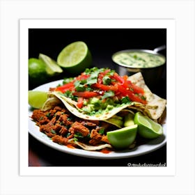 Spicy Savory Tortilla Salsa Guacamole Cilantro Lime Beans Cheese Fillings Sauces Corn C (3) Art Print