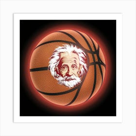 Basketball Ball With Albert Einstein 1 Art Print