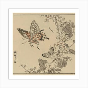 Butterfly And Flower 1 Art Print