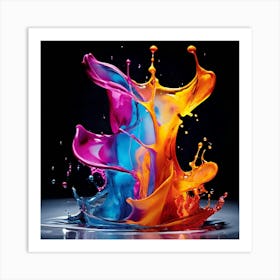 Fresh Colors Liquid 3d Design Spark Hot Palette Shapes Dynamism Vibrant Flowing Molten (1) Art Print