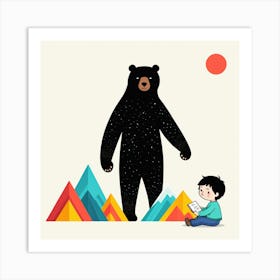 Bear And Boy 1 Art Print