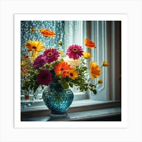 Flowers On A Window Sill Art Print