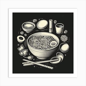 Asian Noodle Bowl Art Print