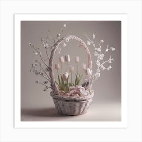 Tulips In A Basket 1 Art Print