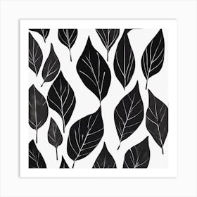 Minimal Plant Leaf Black Art Print 1 Art Print