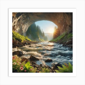 Untamed Beauty: Witnessing the Power of a Mountain Stream. Art Print