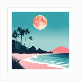 Full Moon At The Beach 3 Art Print