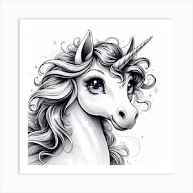 Unicorn Drawing Art Print