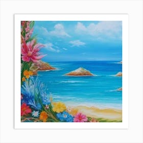 Flowers On The Beach Art Print