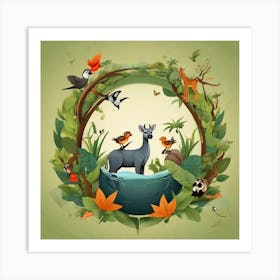 Wild Animals In The Forest 1 Art Print