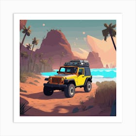 Jeep On The Beach 2 Art Print