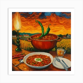 Draw A Chili Character Having Dinner As It Was Pai (2) Art Print