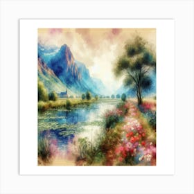 Landscape painting of Claude Monet style Art Print
