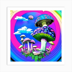 Mushroom Psychedelic Painting Art Print