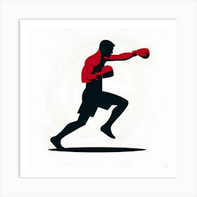 Silhouette Of A Boxer Art Print