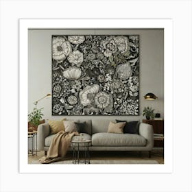Black And White Floral Painting 1 Art Print