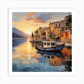 Sunset At The Harbor Art Print