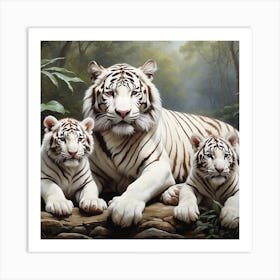 White Tiger Family Art Print