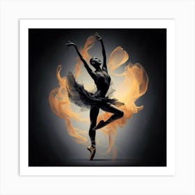 A captivating and artistic silhouette portrait capturing the essence of a dancer mid-performance, highlighting the graceful movement and fluidity. This dynamic and elegant portrait can add a touch of sophistication to home decor, particularly appealing to those with an appreciation for the arts and movement. Art Print