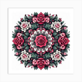 Mandala of roses 2 Art Print