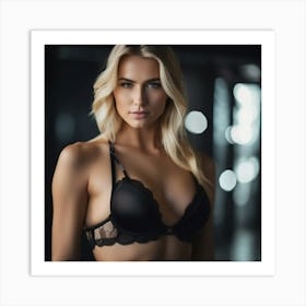 beautiful blonde girl in lingerie 3 Art Print