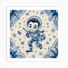 Astro Boy Cartoon Delft Tile Illustration 4 Art Print