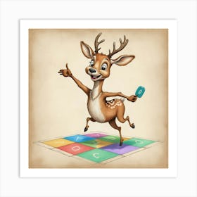 Deer Playing A Game Art Print