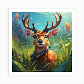 Deer In The Grass 5 Art Print