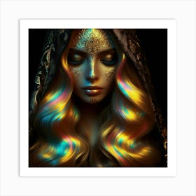 Holographic Woman Art Print