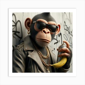 Monkey artist Art Print