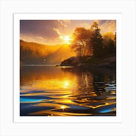 Sunset By The Lake 15 Art Print