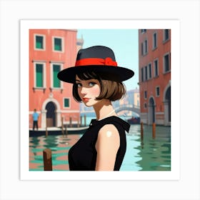 Italian girl in Venice Art Print