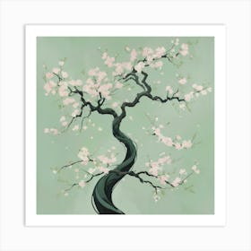 A Minimalist Painting Of A Twisted Tree Art Print