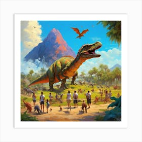 Dinosaurs In The Park 2 Art Print