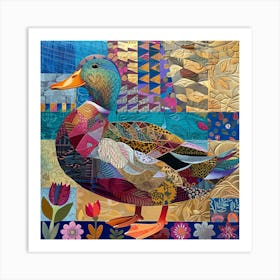 Patchwork Quilted Duck 2 Art Print